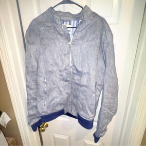 Zara Man Blue and Gray Striped Jacket size large